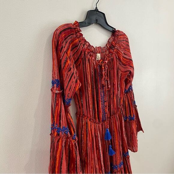 Raga | Red & Burnt Orange Metallic Thread Boho Dress - Picture 5 of 15